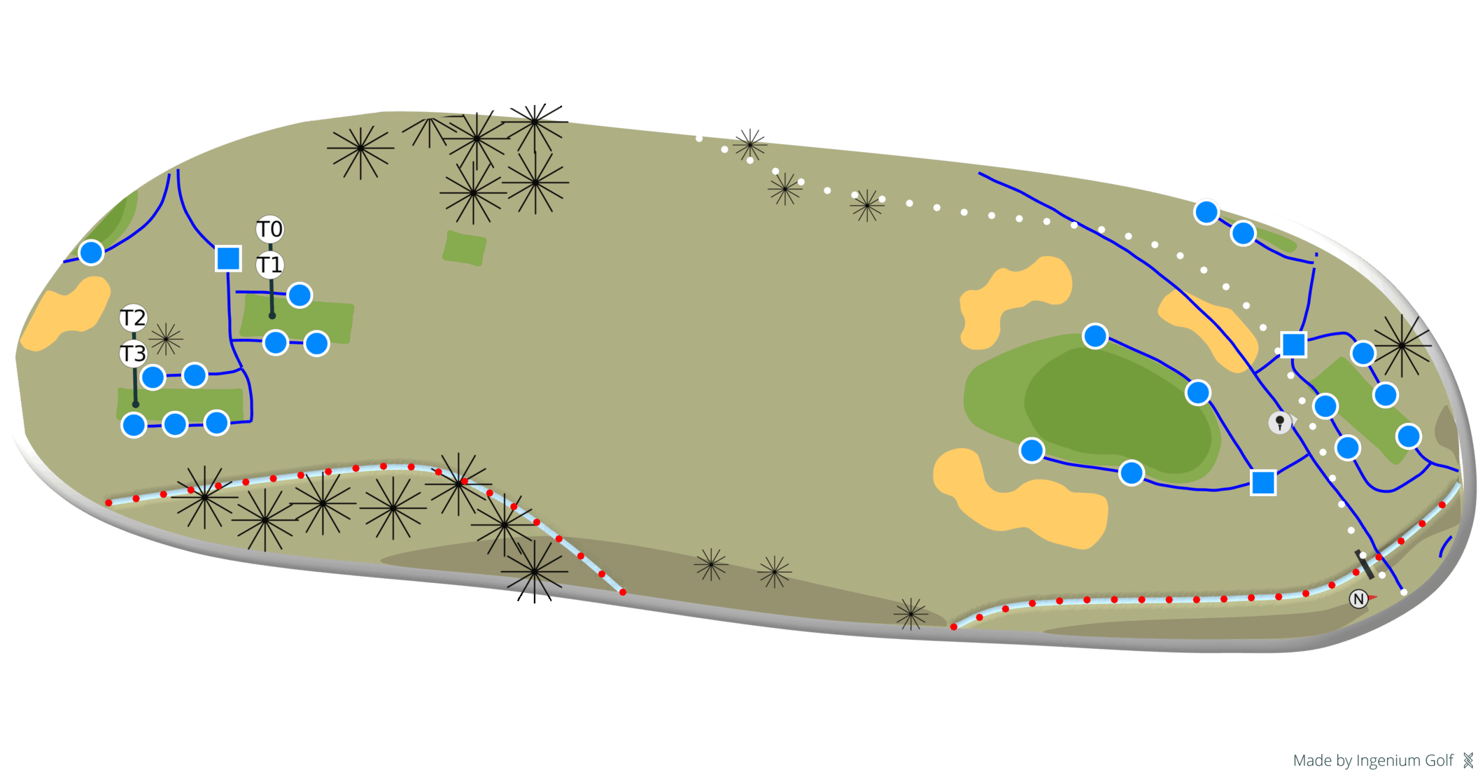 Technical layout of Cleydal GCC 14th hole
